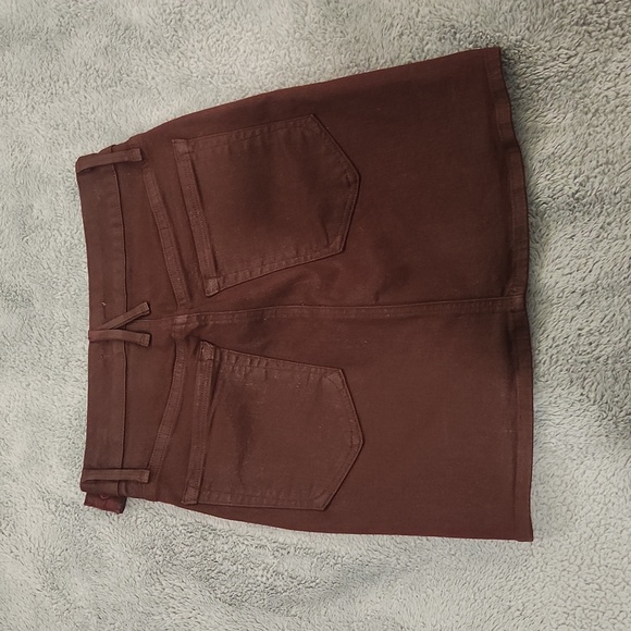 Good American Waxed Denim Deep Red Mini Skirt Size 00/24 - Picture 9 of 12